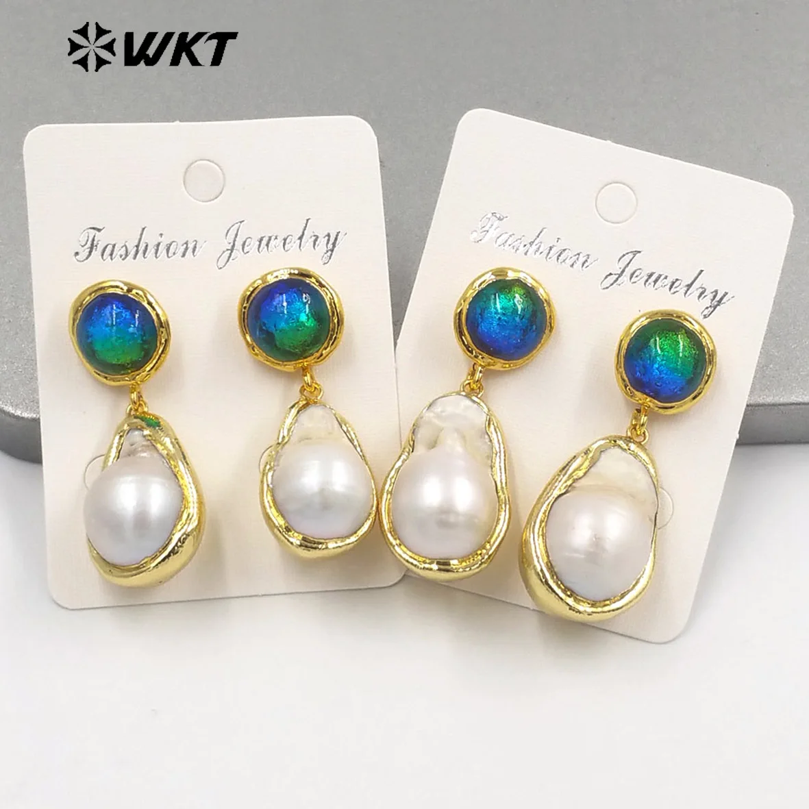 WT-MPE097  WKT 2025 Fashion Style Baroque Pearl&Colour Glaze Earrings Women Beautiful Gift Party Jewelry Accessory