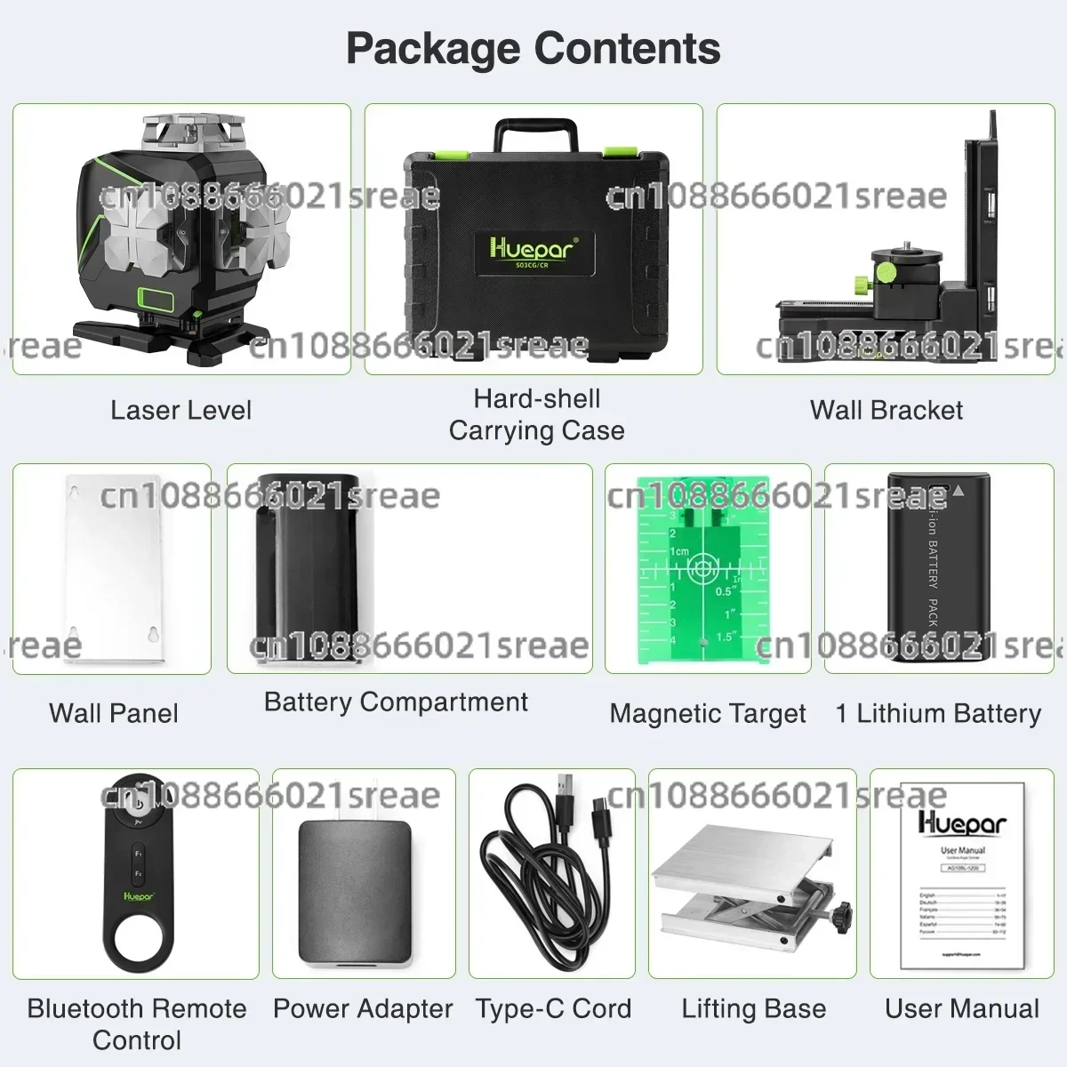 Самовыравнивающаяся функция Bluetooth и наружный импульсный режим 4D Green Beam Line Nivel Las 16-линейный лазерный уровень Huepar S04CG 360