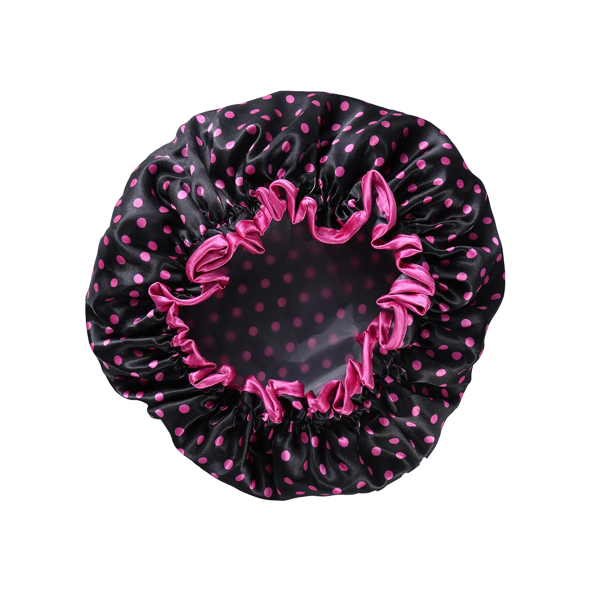 

2pcs Double Layer Waterproof Bath Shower Hat Elastic Band For Women Dot Bowknot Design Hair Cap Spa Kitchen Dust Proof Cap