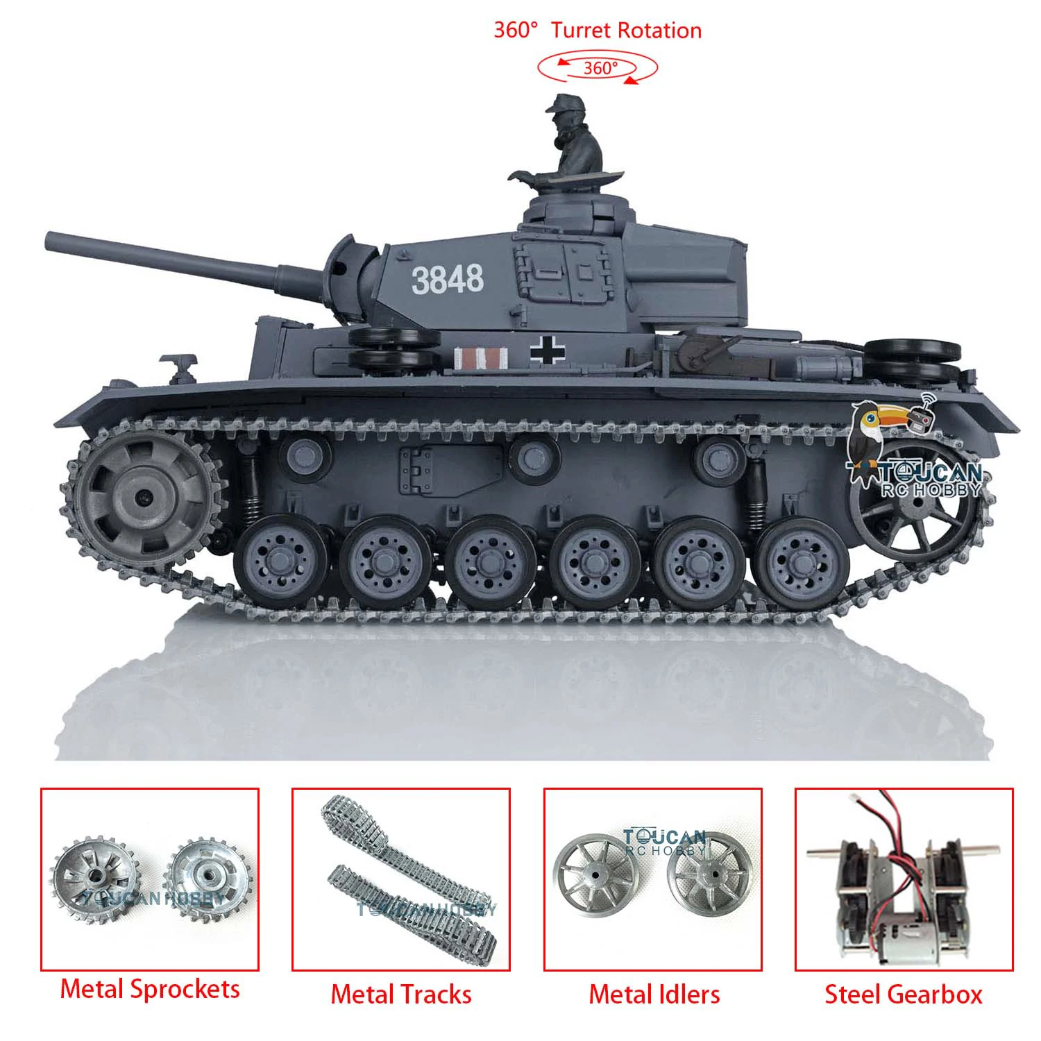 Spielzeug im Maßstab 1/16 heng long 7,0 verbesserter Panzer iii l rtr rc Tank 360 w/° Revolver rc Panzer für Jungen TH17343-SMT4