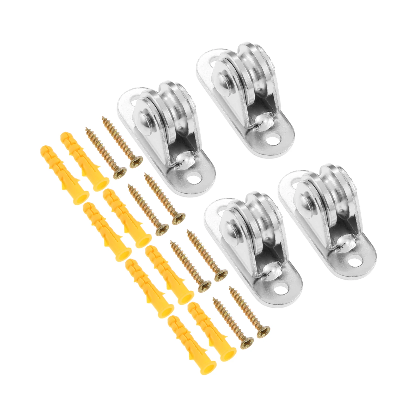 4Sets Small Pulley Block Pulley Wheel with Ball Bearings and Mounting Screws for Rope Sun Shade Sails Material Handling Moving