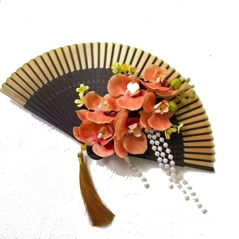 Bride Handheld Fan Retro Chinese Wedding Decorative DIY Handmade Vintage Flower Fans Wedding Party Favors Home Ornaments