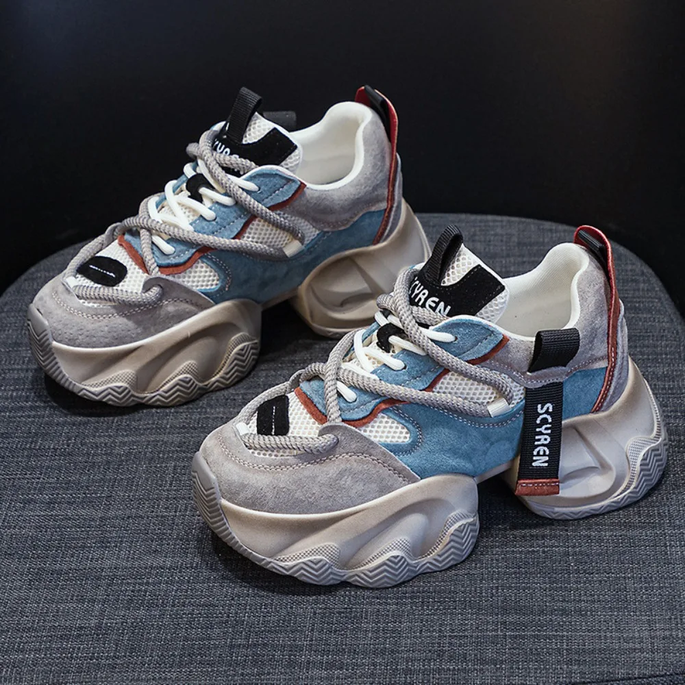 

Вулканизированная обувь, женские весенне-осенние новые толстые кроссовки, женские повседневные универсальные студенческие туфли на шнуровке, увеличивающие рост