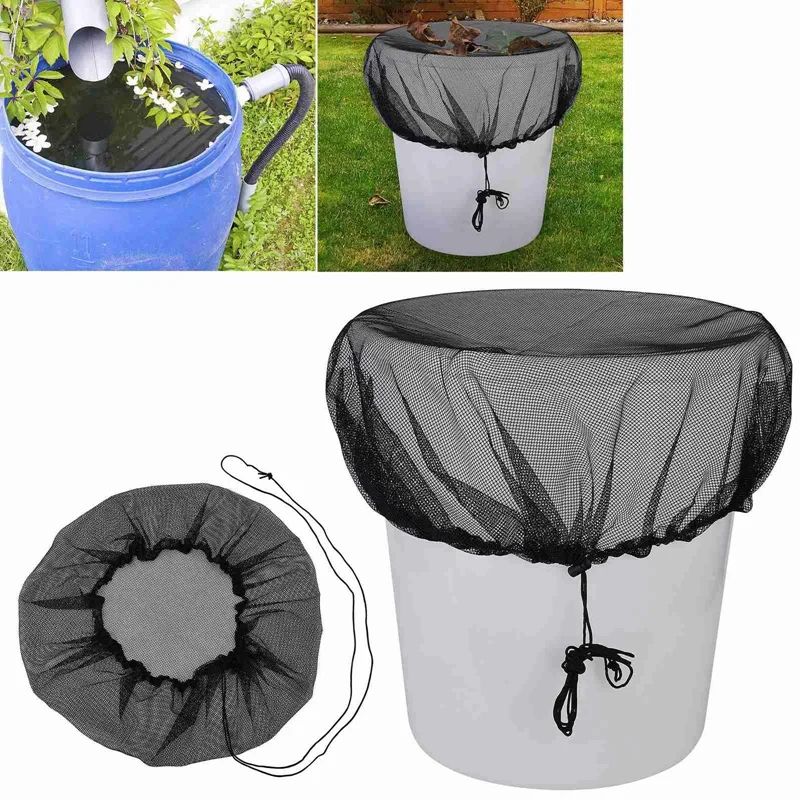 4 PCS Outdoor Mesh Cover Netting Fit For Rain Barrels,Water Collection Buckets Cover Tank Harvesting Tool Protector Netting