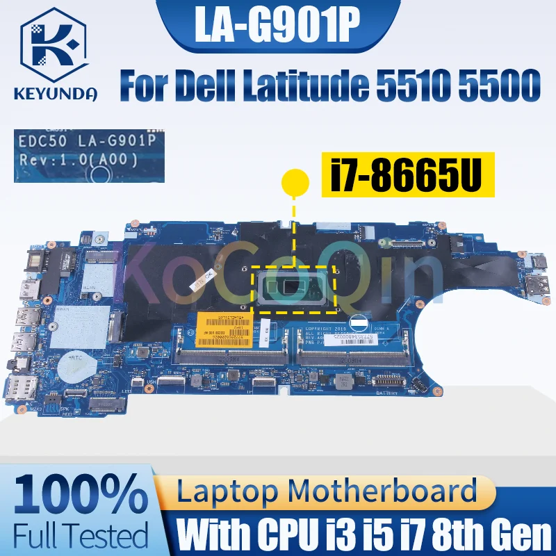 

LA-G901P для ноутбука Dell Latitude 5510 5500, материнская плата 0F9GJ4 0J16NW i3-8145U i5-8265U i7-8665U, материнская плата для ноутбука, полностью протестирована