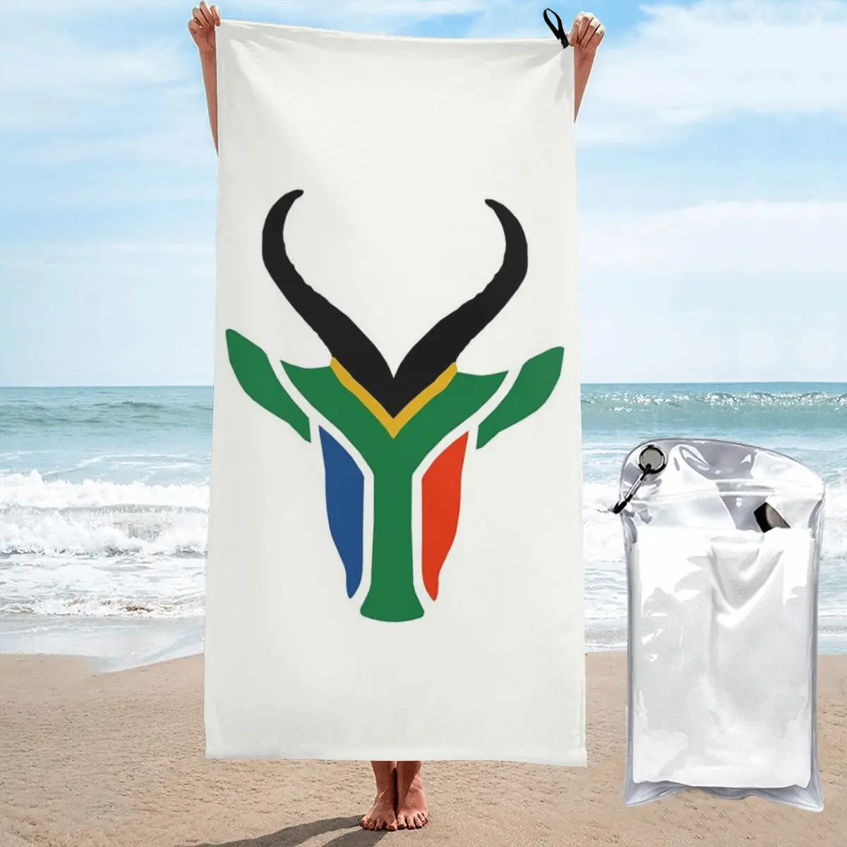 

South African Springboks Flag Beach Towel Soft Microfiber Quick Dry Absorbent Quick Towels For Pool