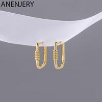 ANENJERY Silver Color Geometric Oval Hoop Earrings Female Golden French Earrings Wholesale