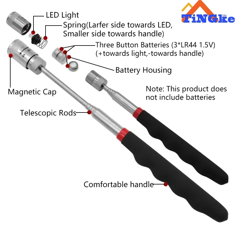 Imagem -06 - Mini Caneta Magnética Telescópica Portátil Ferramenta Acessível Capacidade para Pegar o Parafuso de Porca Extensível Pickup Rod Stick