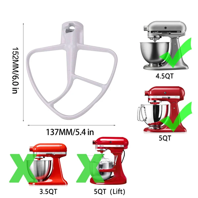 The New For Kitchen Aide Assecories 4.5-5 Qt Tilt-Head Stand Mixers for Kitchenaid Paddle Attachment for K45B/K5THCB/K5THBS