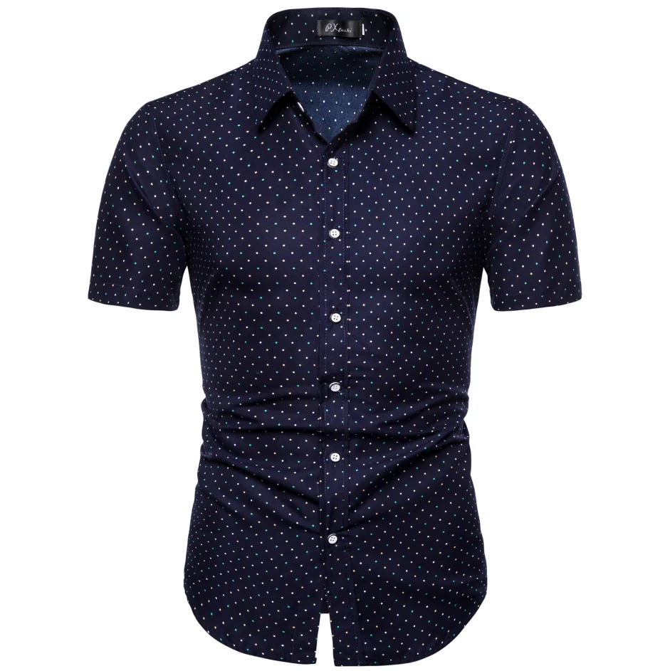 

Men's Summer Busin Thin ort Sve irt Polka Dot Print Faionable Urban Sle Slim Fit Casual irt for Youth