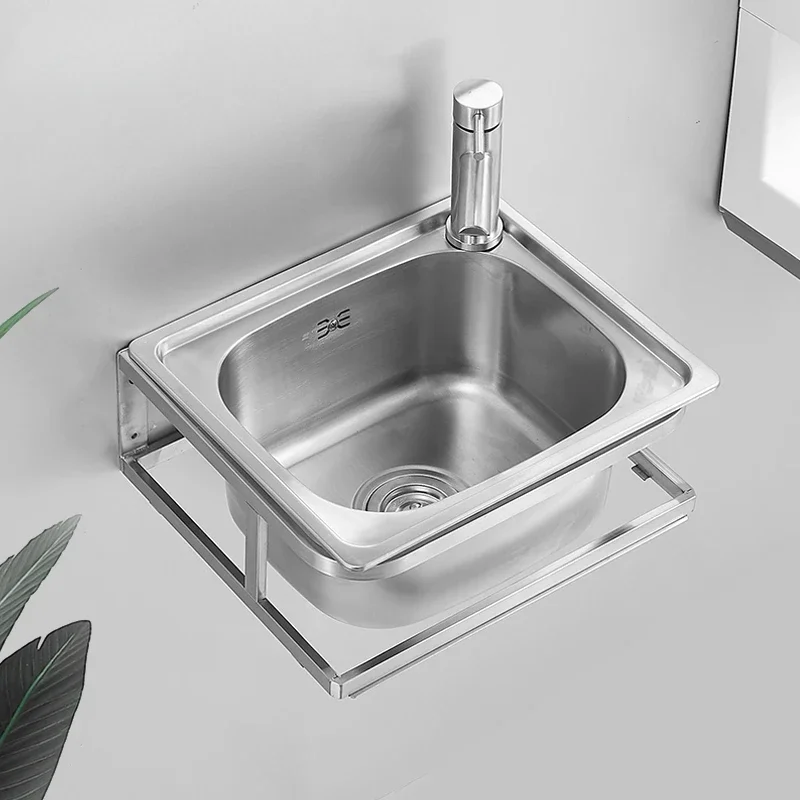 304 Stainless Steel Lavabo Square Wall Hanging Washbasin Small Apartment Bathroom Wall Hanging Small Household Basin