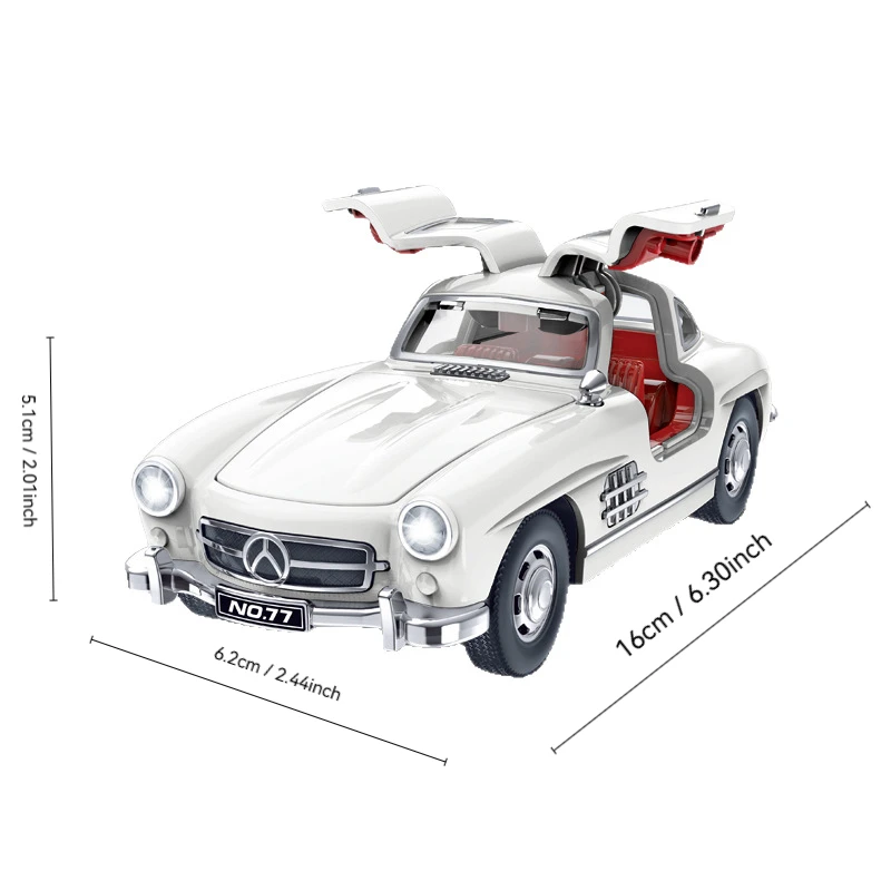 1:32 300SL for Benz Car Model Sound and Light Pull Back Children's Toy Collectibles Birthday Gift Toys for Kids
