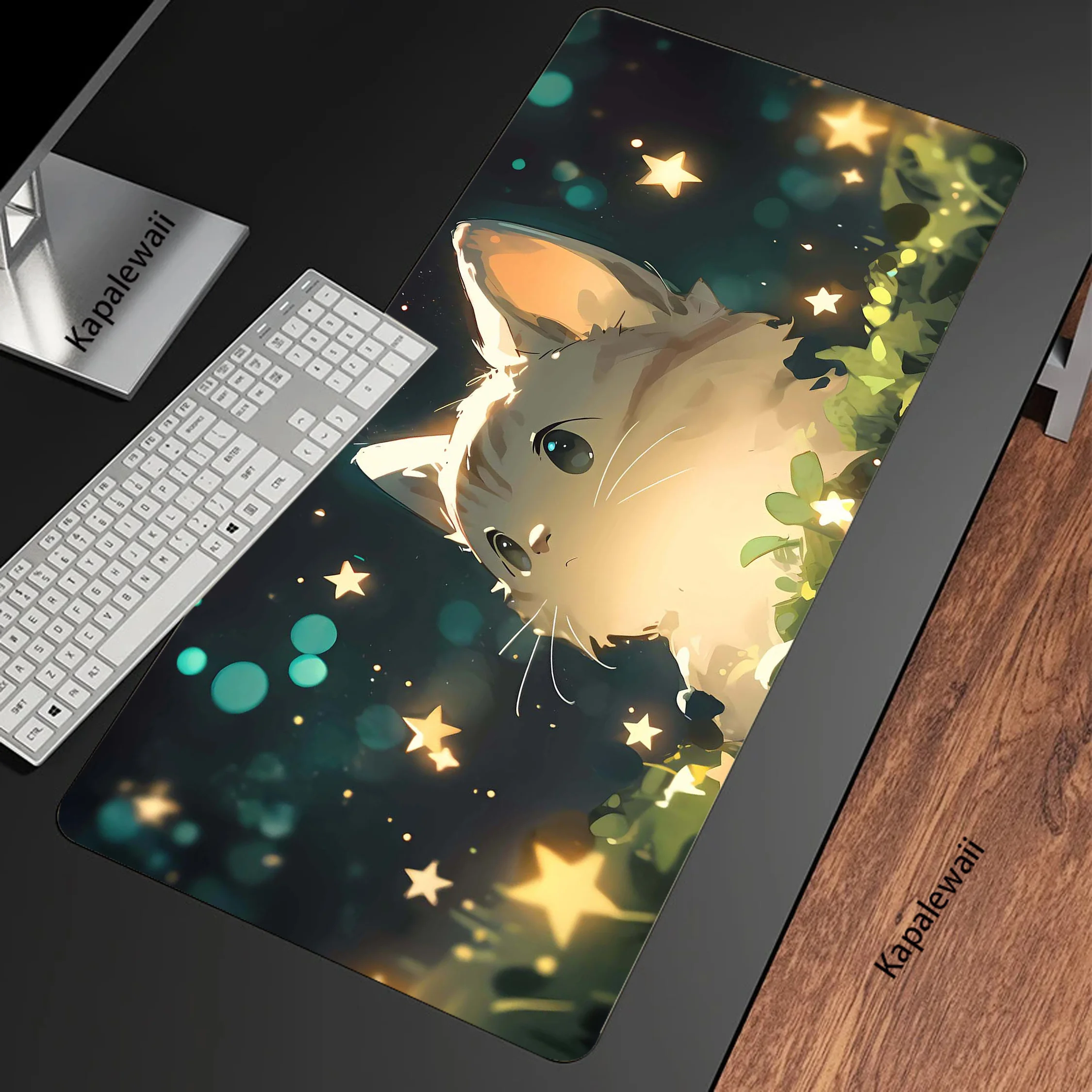 

Gaming Kawaii Cat Mouse Pad Locking Edge Mouse Mat Laptop Mouse Carpet Game Carpet Keyboard Pads Non-slip Gamer Desk Mat 80x30cm