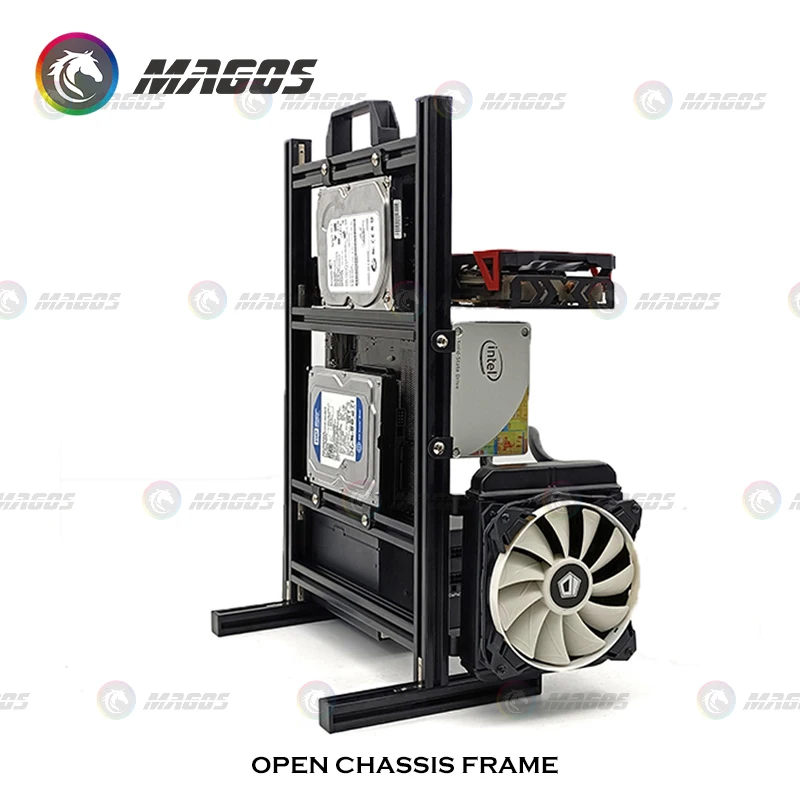 Aluminum Fully Open Case Frame Support ITX / MATX /ATX Motherboard,Vertical Computer Housing PC Water Cooling Gamer DIY Cabinet