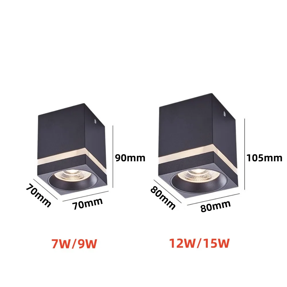 LED square surface mounted spotlights Bedroom living room ceiling lights  Home COB corridor corridor downlights