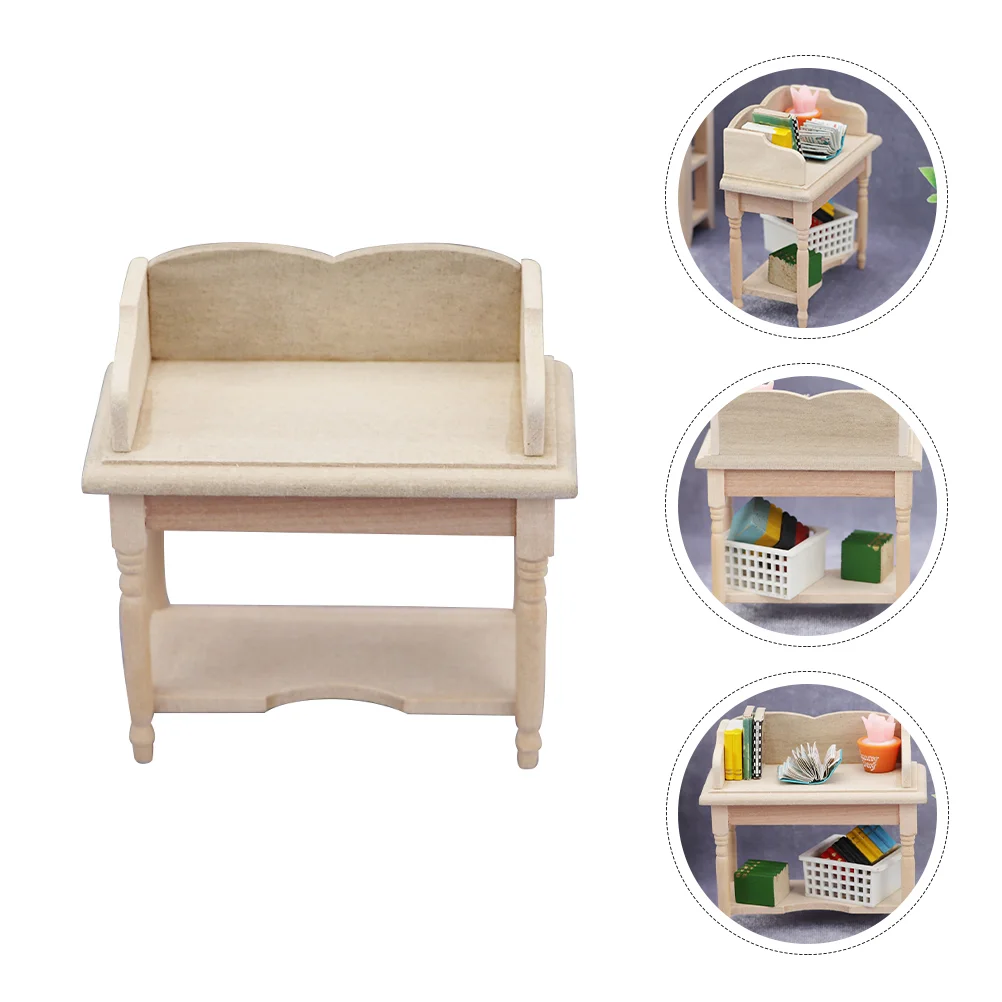 Mini DIY Desk Dollhouse Furniture Toy Small Accessories Wooden Miniature Desks Decoration Table