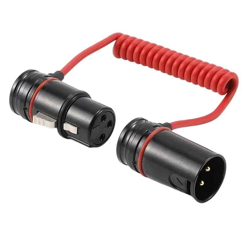 AT82-Rotatable 90 Degree Right Angle XLR Coiled Cable 3Pin Male To Female For Microphones Recorders Adjustability
