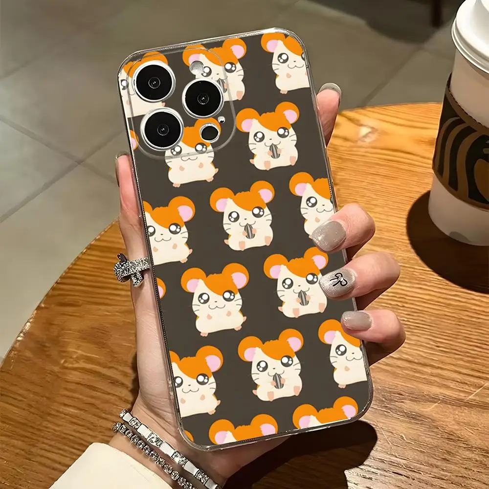 Hamtaro Cute Hamster Mouse Phone Case For Iphone 15 Pro Max 14 Plus 11 12 Mini 13 Pro 7 8 X XR XS SE Transparent Back Cover