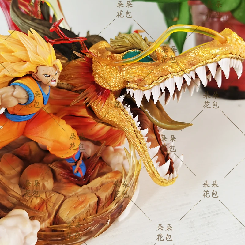 22cm Dragon Ball Anime Peripheral Model Ls Super Sun Goku Dragon Boxing Outbreak Scene Statue Gk Model Tabletop Decoration Gift