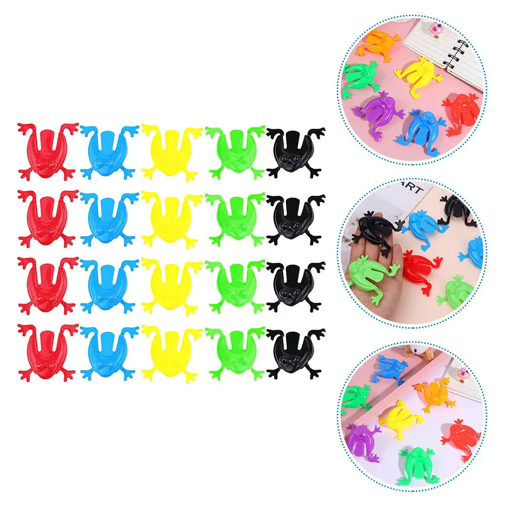 

100Pcs Colorful Bouncing Frog Pressing Mini Plastic Frogs Realistic Jumping Leap Finger Pressing Kids Party Favors Educational