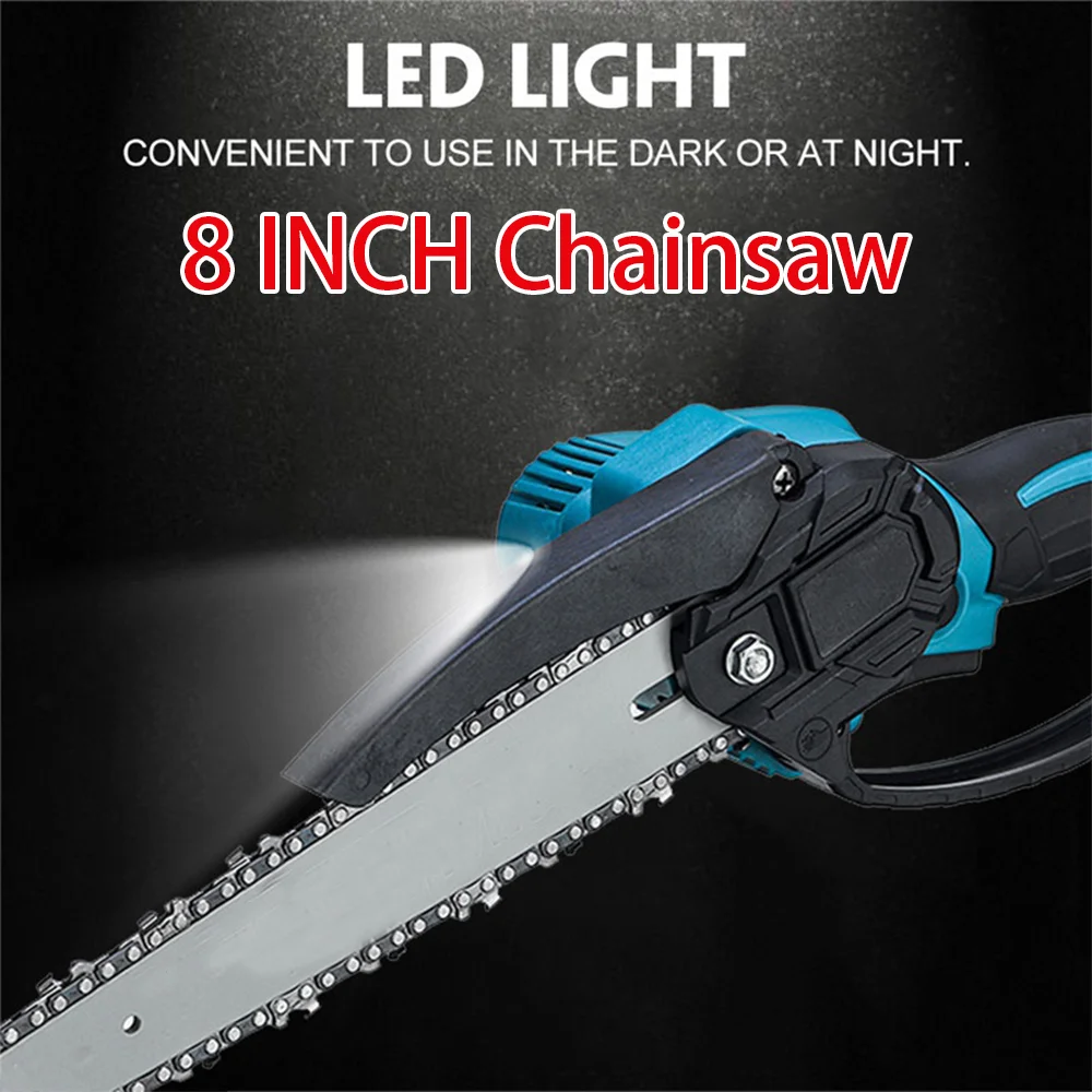 8 Inch Electric Chainsaw Brushless Rechargeable Chain Saw Woodworking Garden Mini Pruning Saw Power Tool for Makita 18V Battery