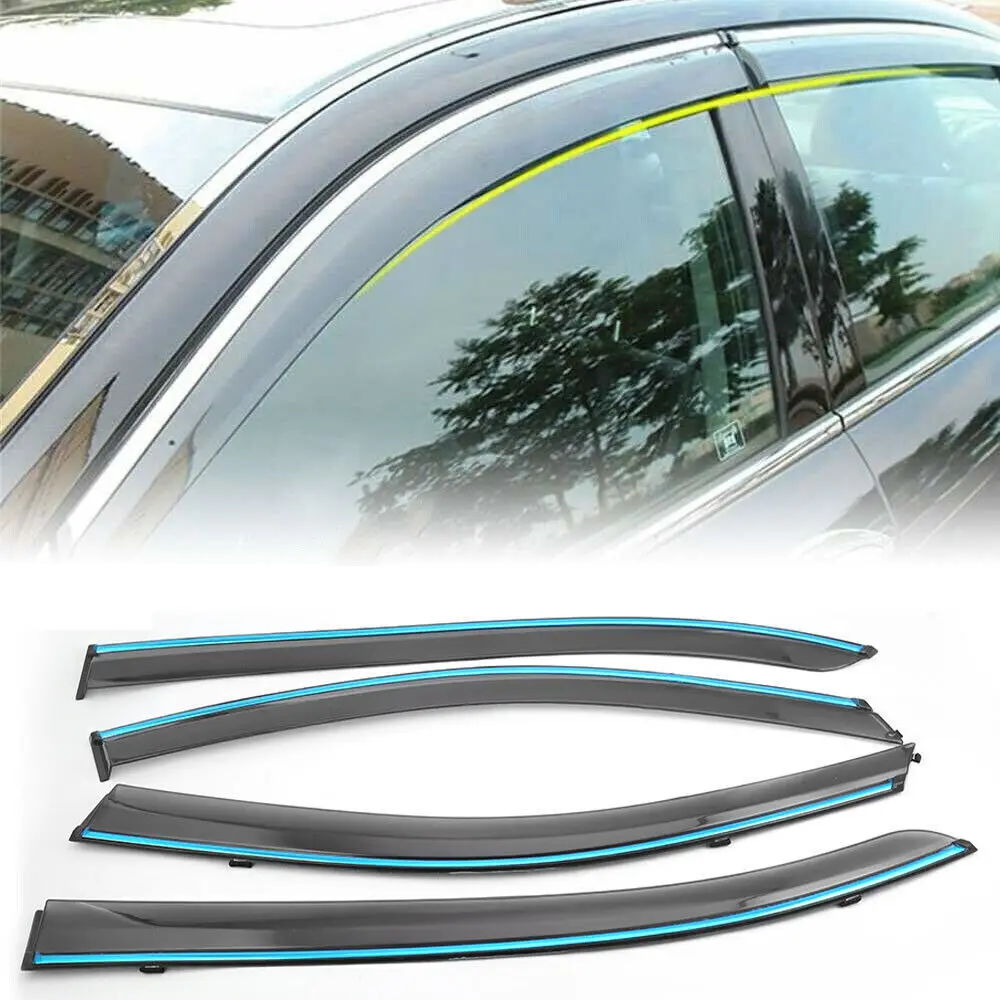 

For 13-17 Honda Accord Window Visor Vent Rain Guards Deflector w/ Chrome Trim