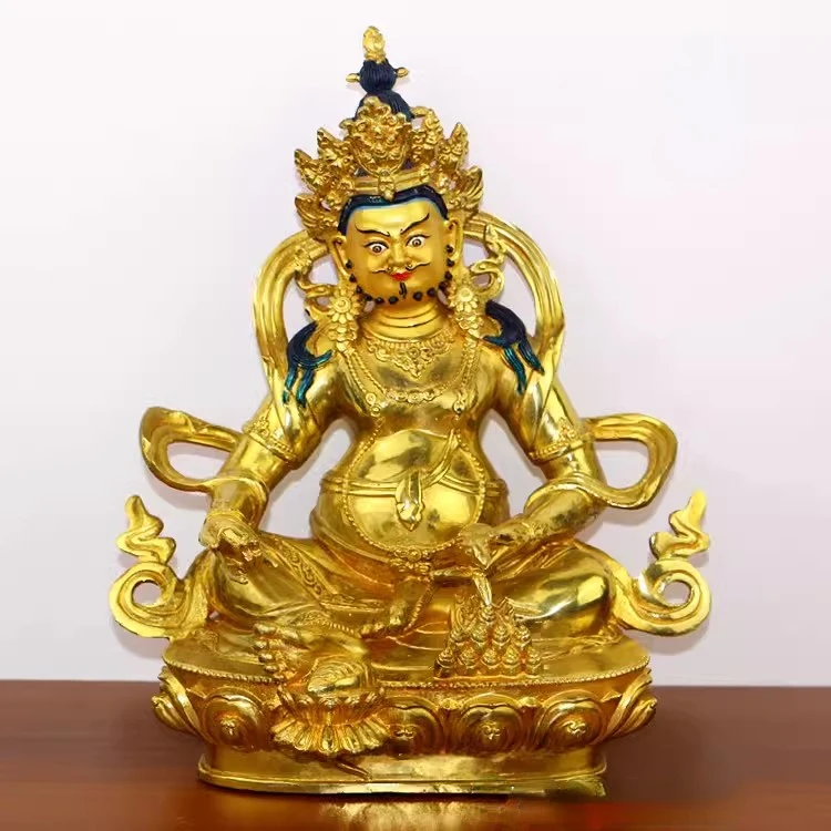 Pure Copper Yellow God of Wealth Buddha Statue Tools Tantric Home Office Decoration