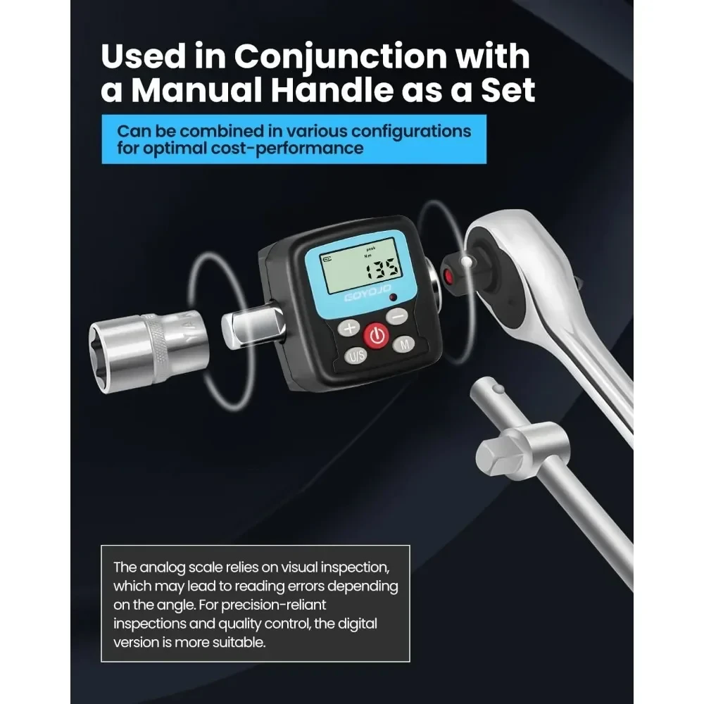 Imagem -04 - Torque Digital com Alta Precisão Ajustável Torque Eletrônico Moto Carro Ferramenta de Reparo de Casa Pol 2- 200nm Novo Profissional