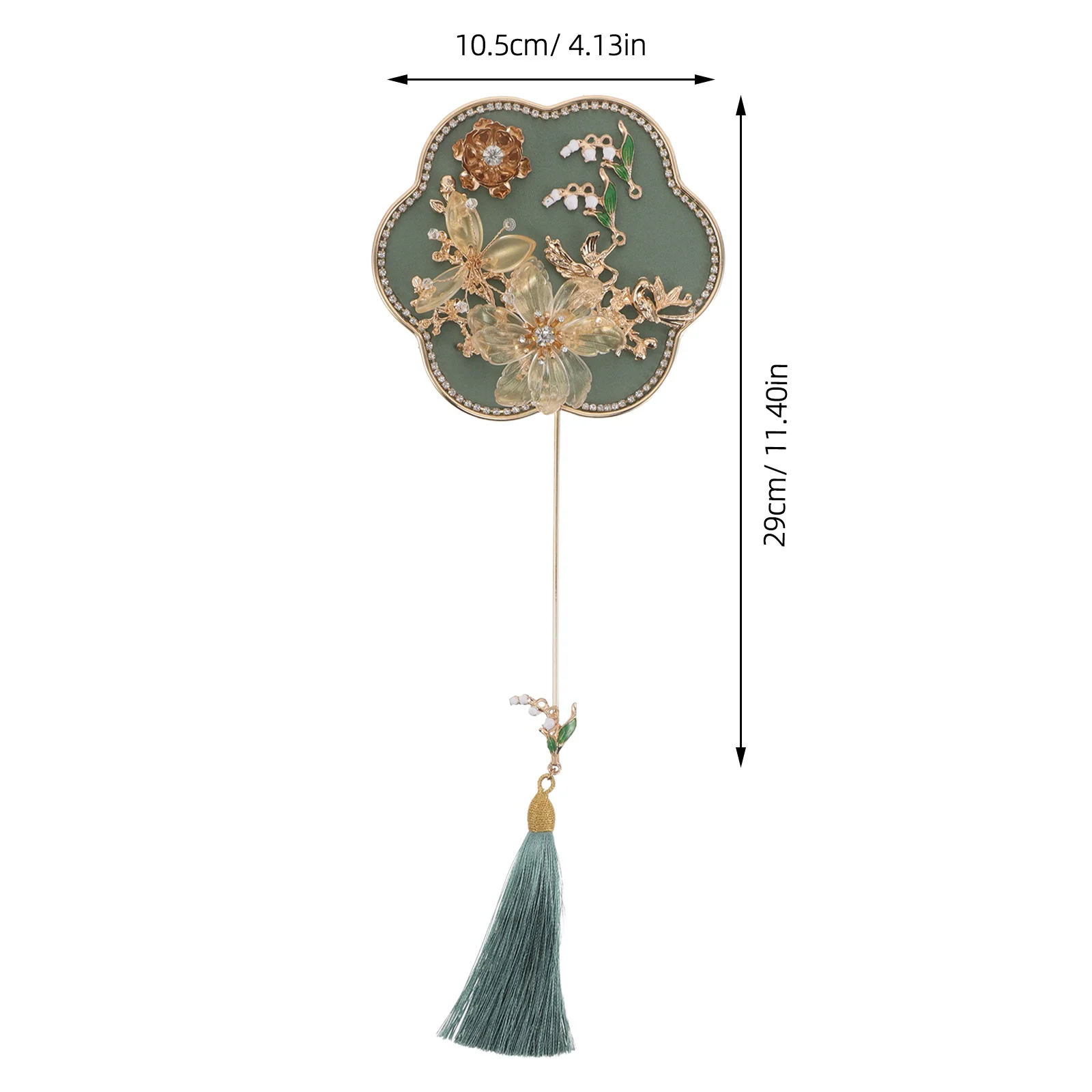 Mini Chinese Vintage Fan 3D Rhinestone Crystal Flower Bridal Handheld For Wedding Dance Party Traditional Costume Decor Silk