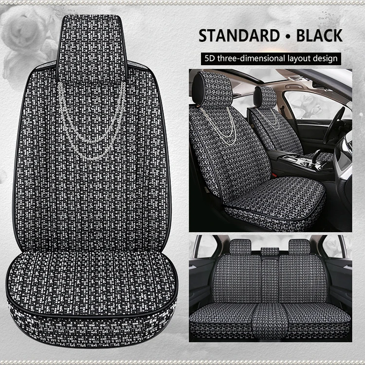 Bow Pearl Seat Cushion Cotton And Linen Car Seat Cushion Black And White Car Seat Covers