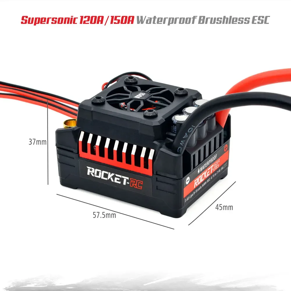 Rocket RC V2 Supersonic 50A 60A 80A 100A 120A 150A ESC Waterproof Brushless Speed Controller for 1/8 1/10 1/7 RC Car Parts