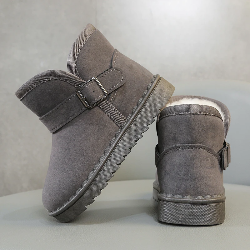 Unisex Kids Thermal Boots Classic Casual Buckle Non-slip Children Fashion Simple Non-slip Girls Boys Snow Boots Cotton Winter