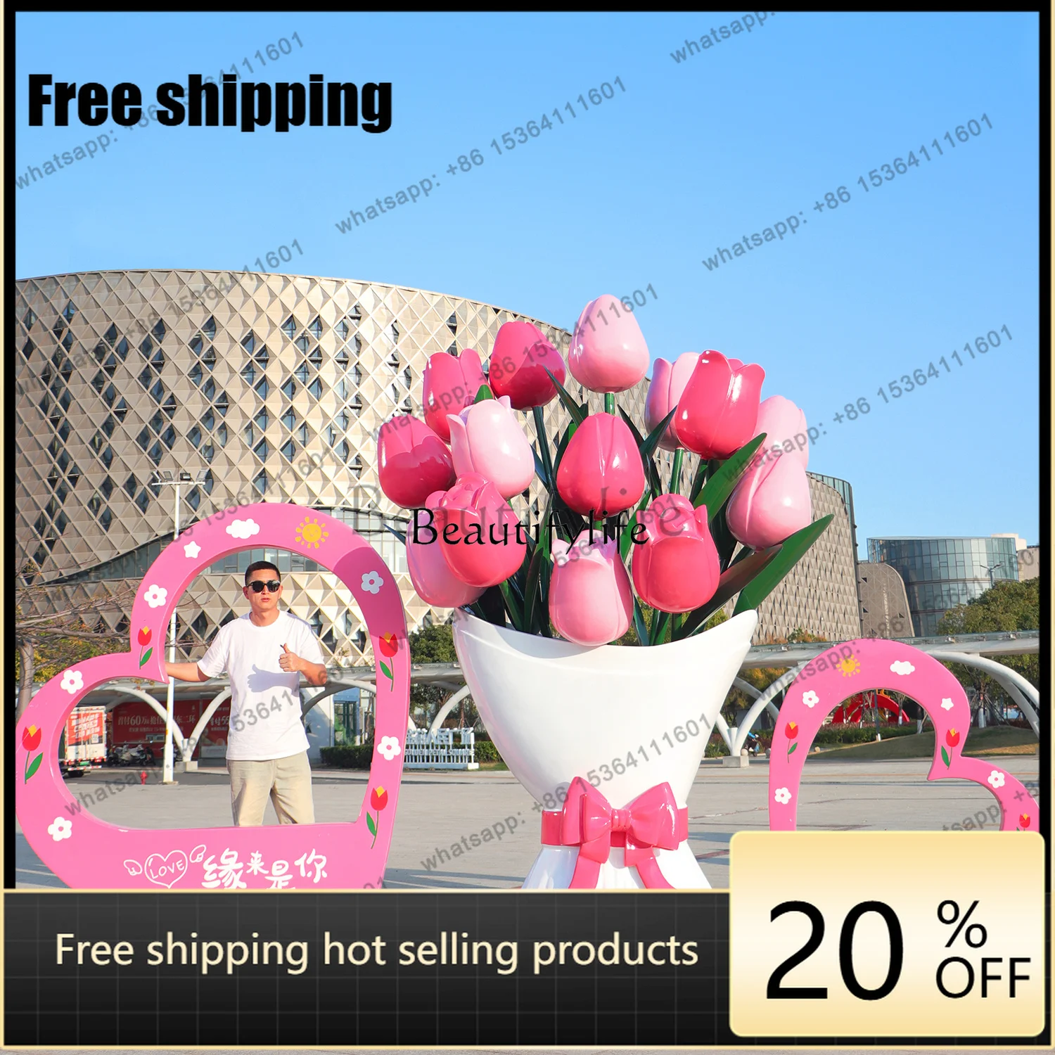 Factory Direct Large-scale Sculpture Ornament FRP Tulip Flower Commercial Street Scenic Beauty Decoration