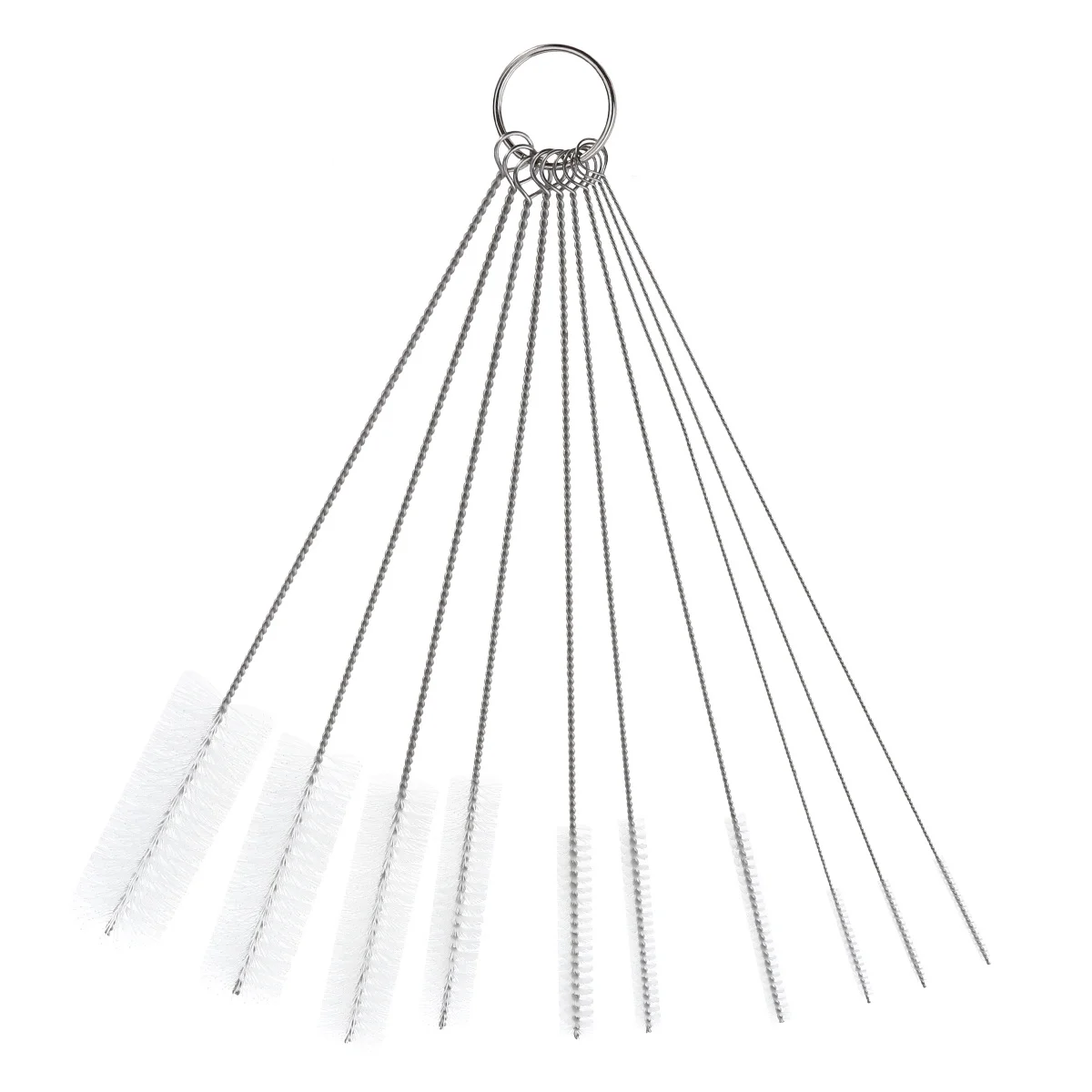 

10pcs Cleaning Brush For Durable Touch Use Twisted Handle Nylon Bristles 10 Sizes Key Ring Convenient Hard-To-Reach Areas Straw