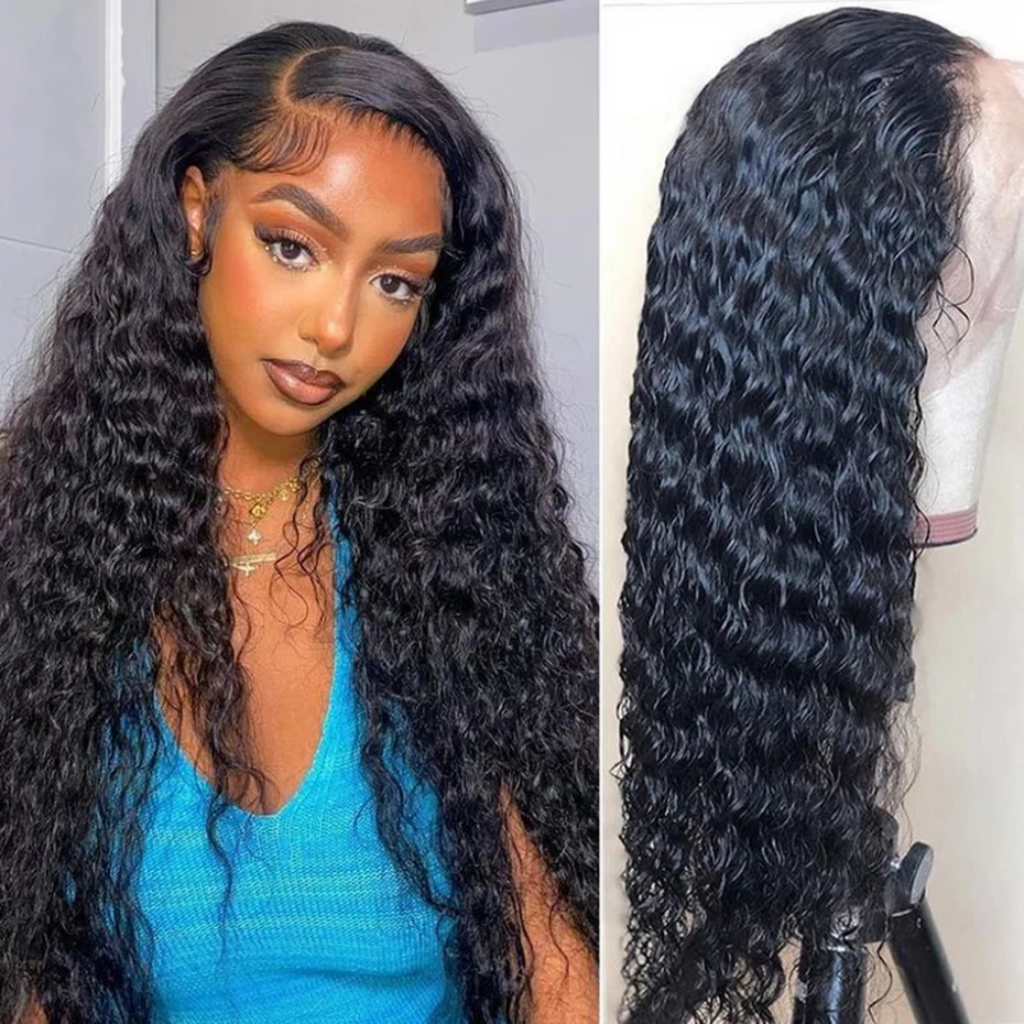 200% Kinky Curly 13x4 HD Lace Front Human Hair Wig Pre Plucked For Women Water Wave 13X6 Lace Frontal Wig Lace Closure Wig