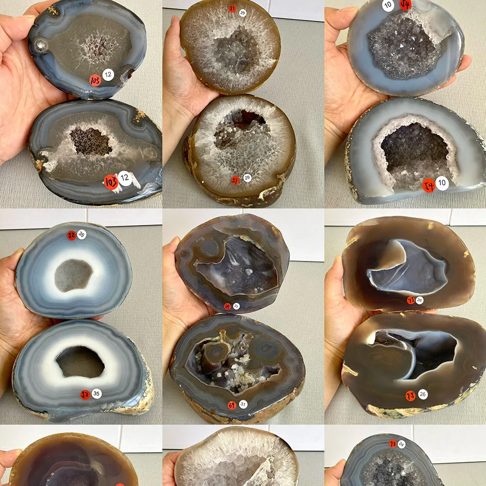 Natural Agate Geode Quartz Druzy Cave Specimen Home Desktop Ornament Mineral Craft Living Room Office Decor Gift