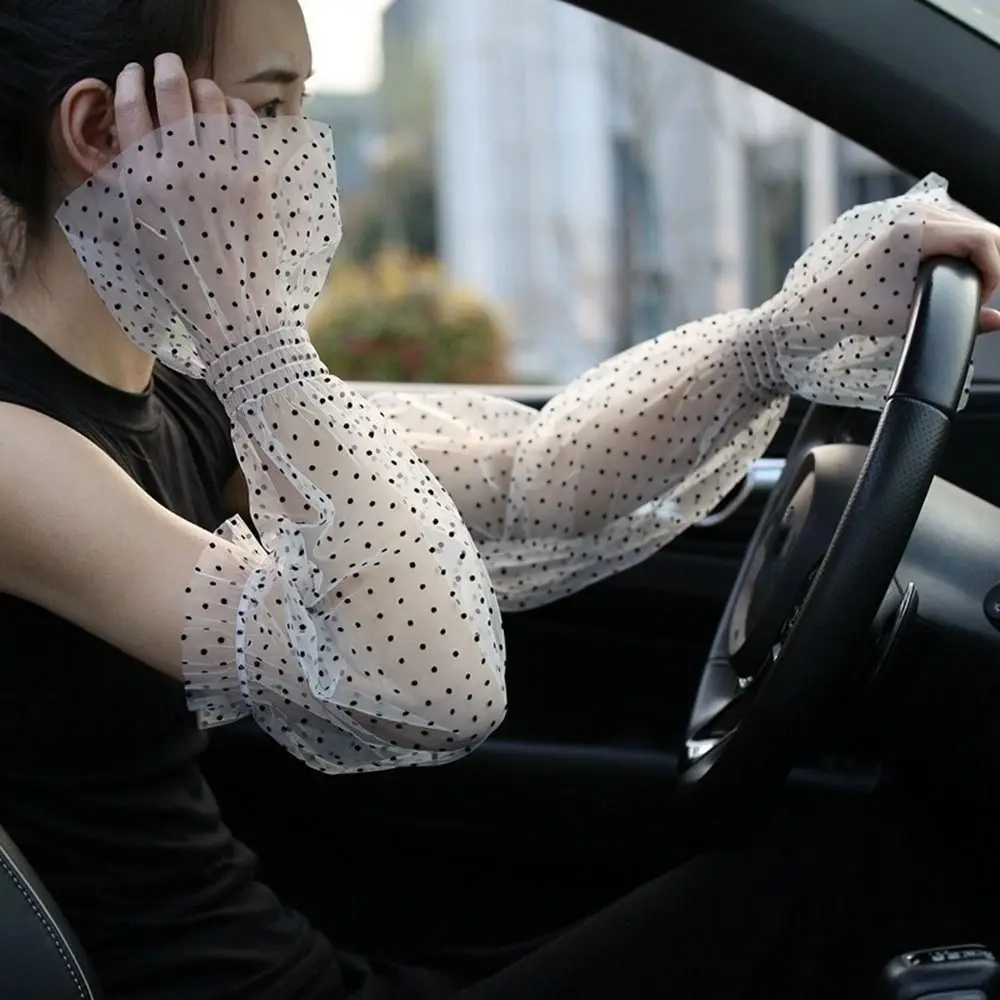 

Warmers Transparent Anti-UV Driving Gloves Wave Point Sun Protection Cover Sunscreen Sleeve Lace Arm Warmers Ice Silk Sleeves