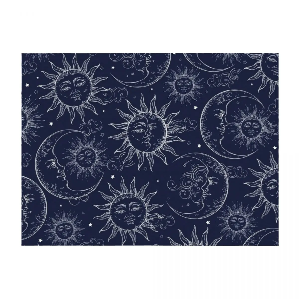 

Blue Magic White Celestial Sun Moon Stars Throw Blanket Large manga Beach Blankets For Baby Blankets