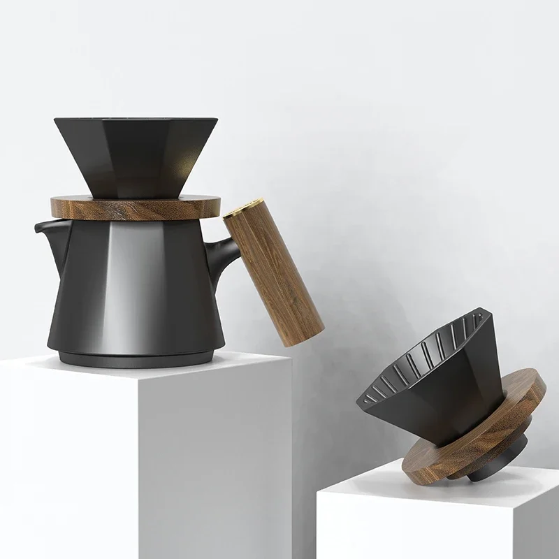 DHPO Modern Travel Coffee Maker Set With Wooden Handle