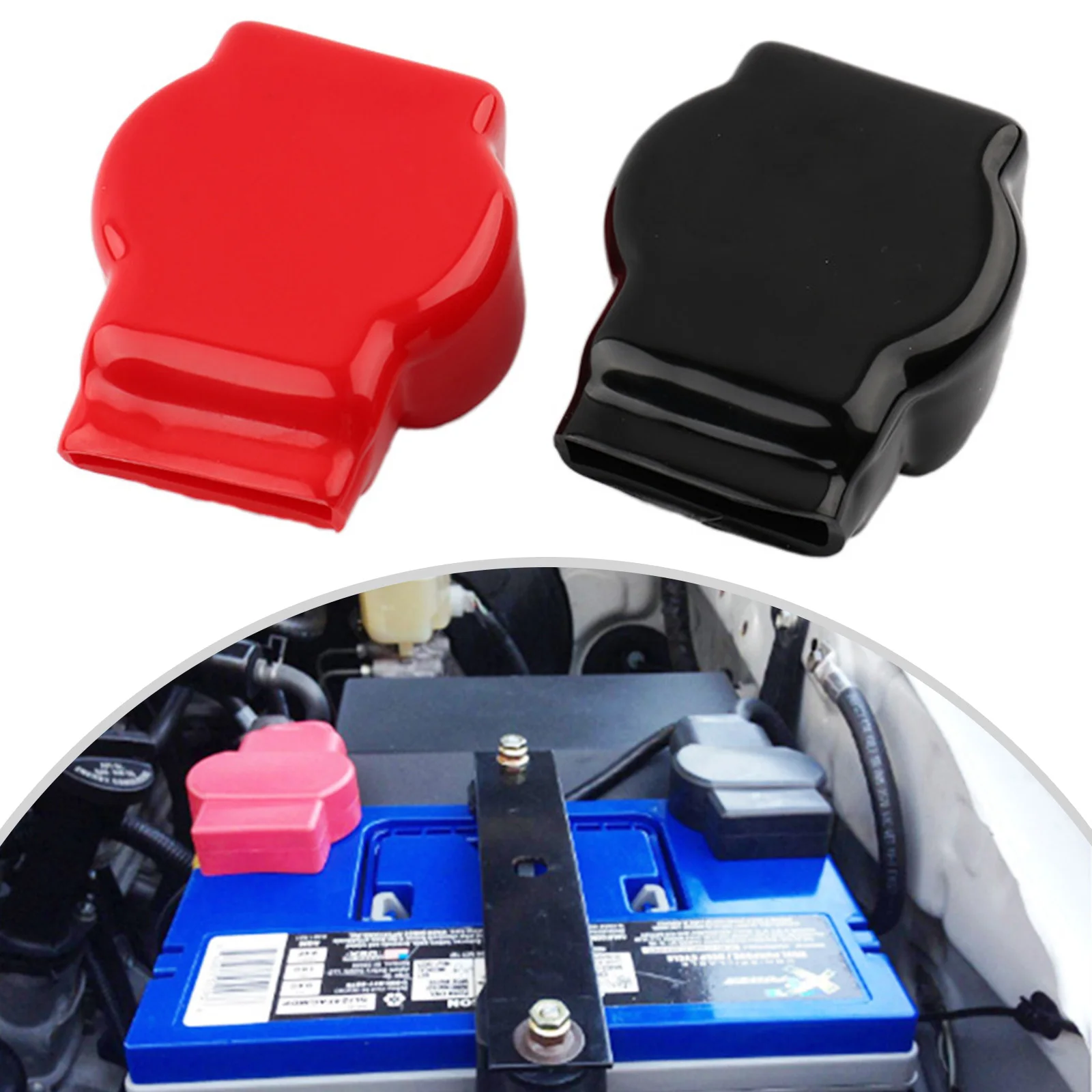 

2pcs Battery Terminal Cover Positive Negative Top Post Cap Protection Universal for Car Motorcycle Truck Battery Connector Cover