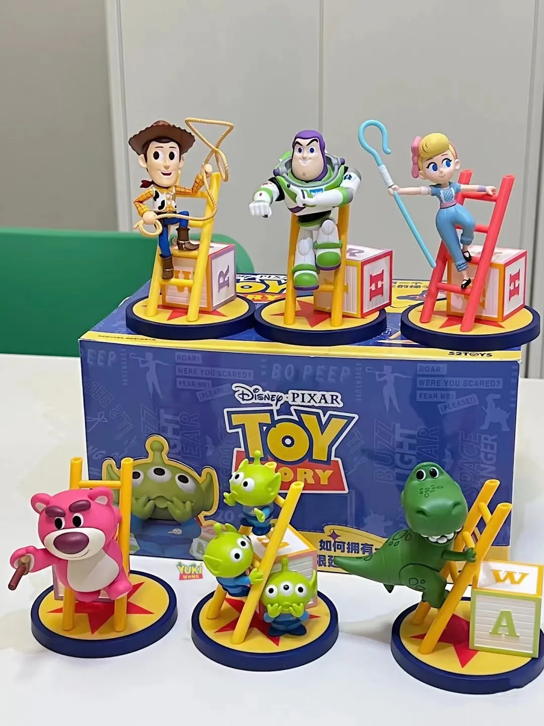 6pcs Genuine Disney Toy Story Ladder Series Blind Box Lotso Buzz Lightyear Figure Children'S Toys Birthday Gift Car Ornaments