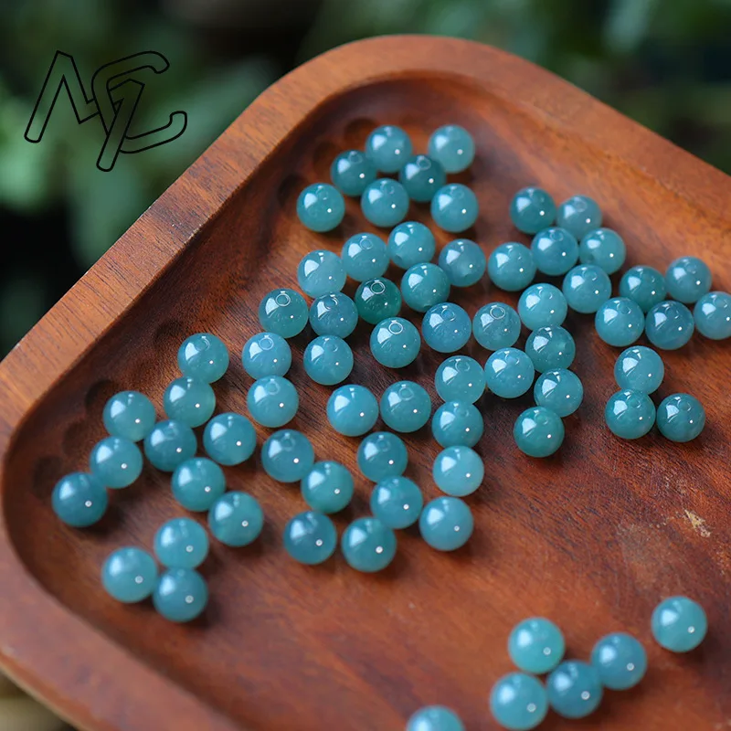 10pc Natural Blue Water Jade 6mm Beads DIY Bracelet Earring Charm Jadeite Jewellery Fashion Accessories Amulet Gifts Women Men