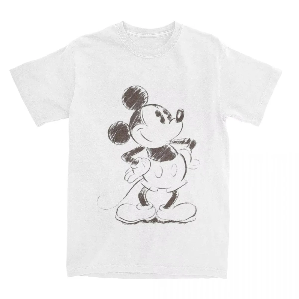 

MINISO Mickey and Friends T Shirts Men Women Cotton Funny T-Shirts Mickey Mouse Sketch Portrait Tees Short Sleeve Tops Gift Idea