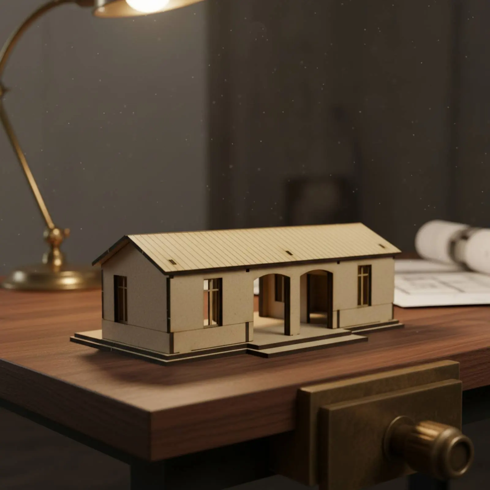 1/72 Scale Supply Station Model Realistic Design DIY Wooden Station House Kit Cut Building Assembly Model Removable Roof