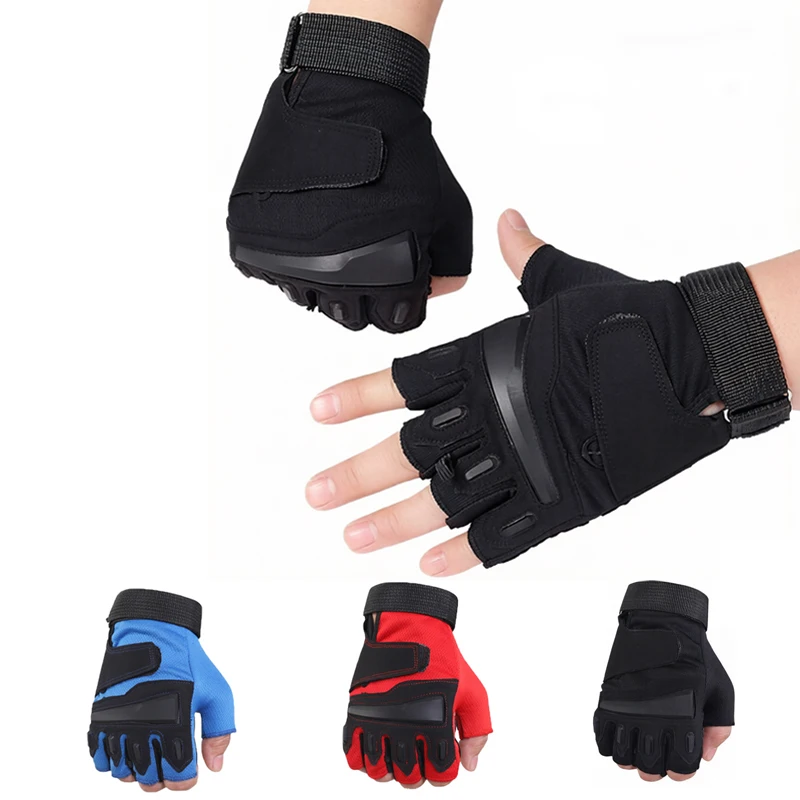 

1Pair Tactical Cycling Gloves Anti-Slip Shock-absorbing Half Finger Workout Glove for Gym Climb Hunt Motorcycle Train Men Women