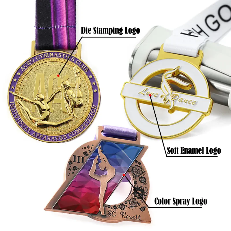 Manufacturer Customized Medal Zinc Alloy Metal Sports Medal 3D Award Gold Skating Artistic Gymnastics Dance Medal