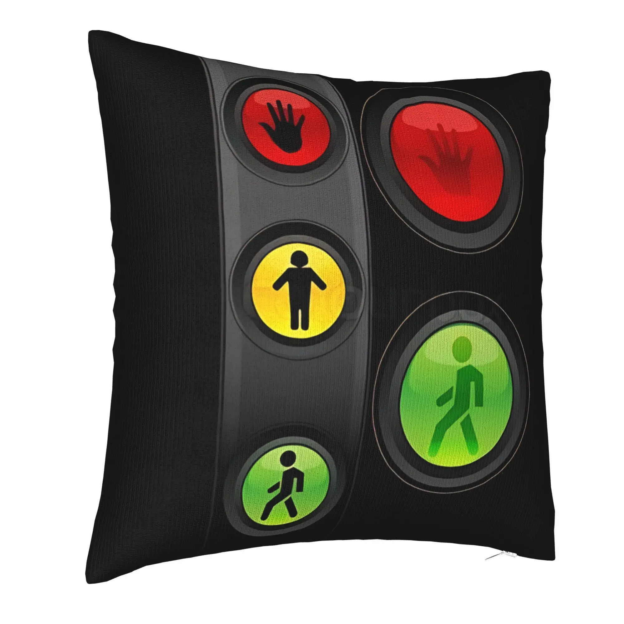 Double Sided Modern Traffic Light and Stop Sign Pattern Decorative Throw Pillow Case Urban Street Art Cushion Cover for Home