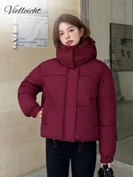 Vielleicht 2024 New Hooded Women's Winter Jacket Cropped Down Cotton Padded Jacket Clothes Puffer Coat Parkas For Women Outwear