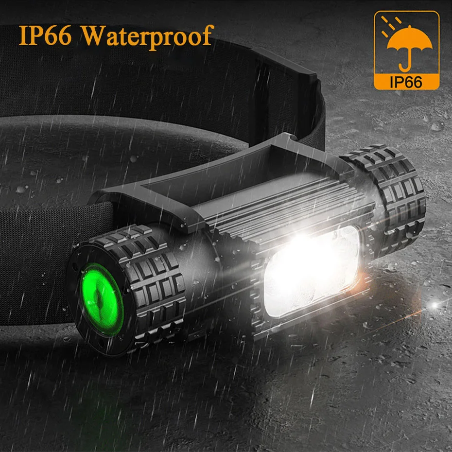 LED Headlight 1200LM 10W T6 Mini White Light Flashlight 18650 Battery Headlamp H02A H05A Forehead For Camping Fishing Hunting