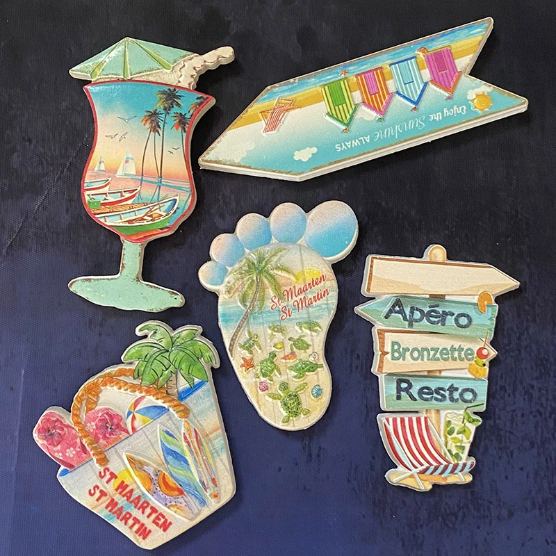 Saint Maarten tourist souvenirs footprints, road signs 3D stereo refrigerator stickers Home decor items Collection crafts